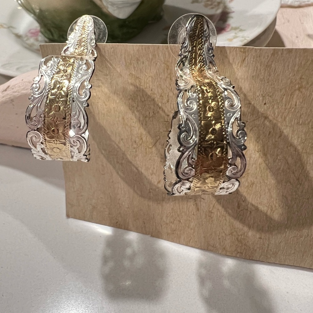 Montana Silversmiths Silver and Gold Ornate Earrings